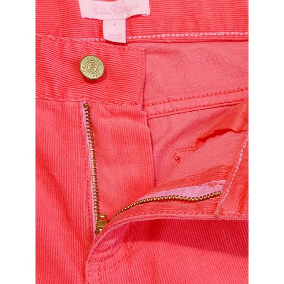 Lilly Pulitzer Corduroy Pants Main Line Fit Mid Rise Coral Pink Womens Size 4 - Picture 4 of 7